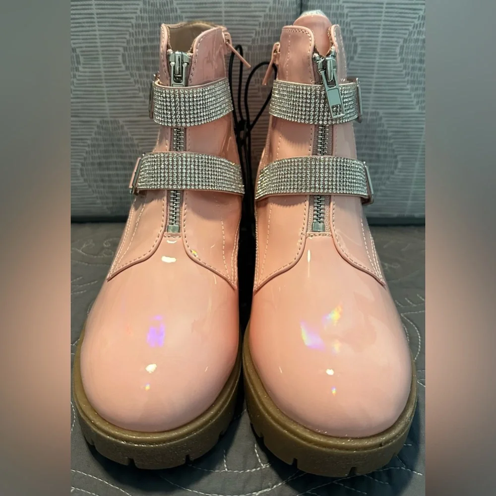 Pop Big Girls Blush Pink Kenneth Flat Heel Booties NWT Size Big Girls 5